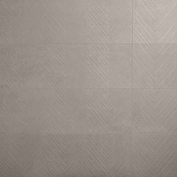 Stoneside Linen Warm Gray Chevron 12x36 Matte Ceramic Tile