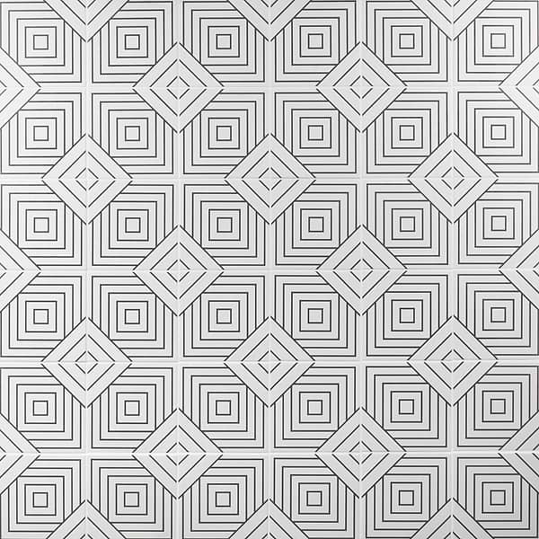 B2W Line Positive 8x8 Matte Porcelain Tile