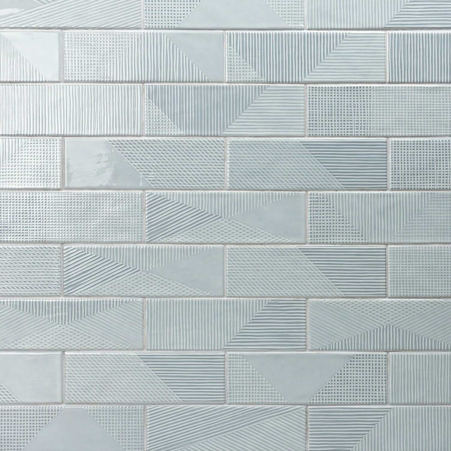 Enigma Ash Blue 2x8 Polished Textured Ceramic Wall Tile