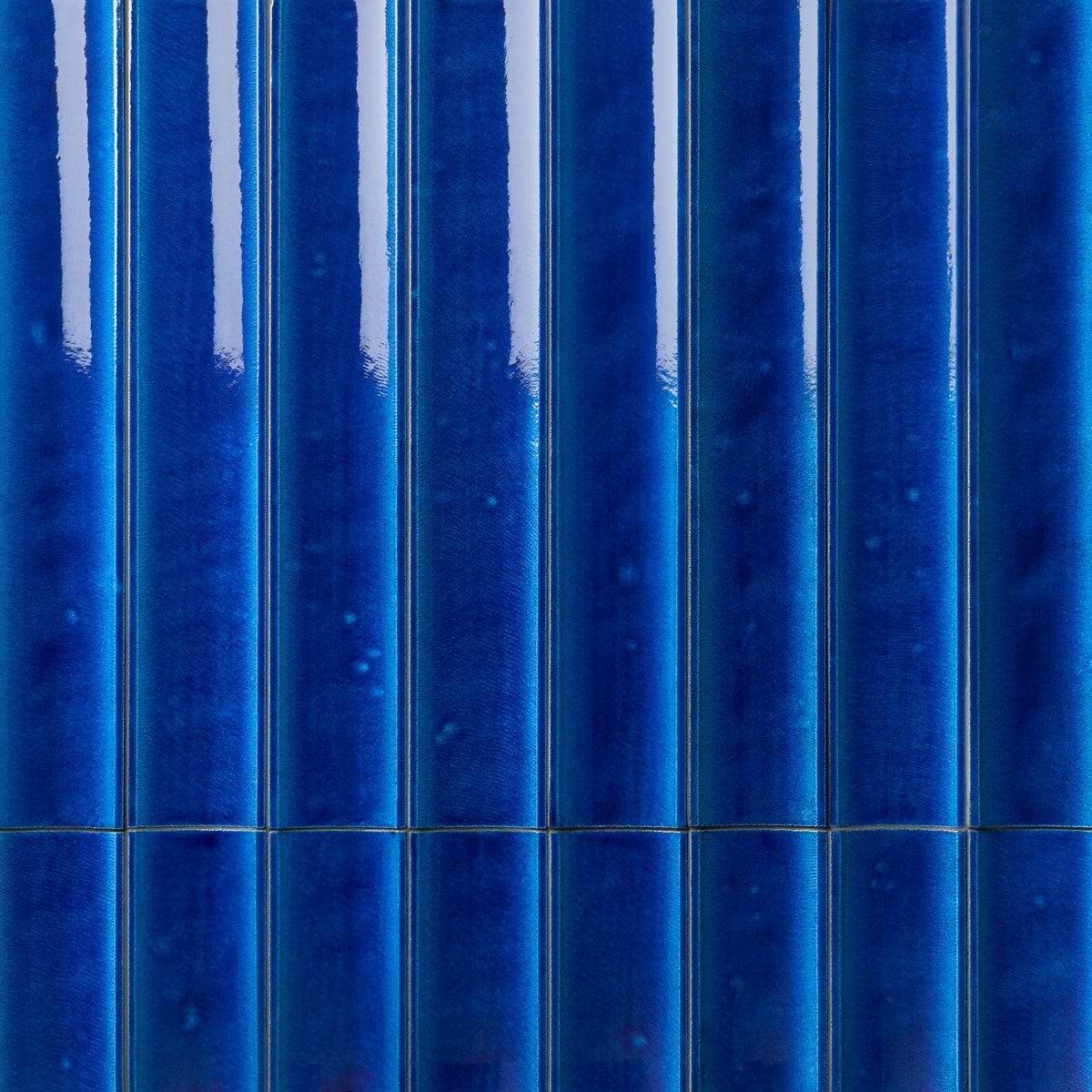 LavaArt 3D Fluted Adriatic Blue  6x36 Glossy Lava Stone Bar Tile