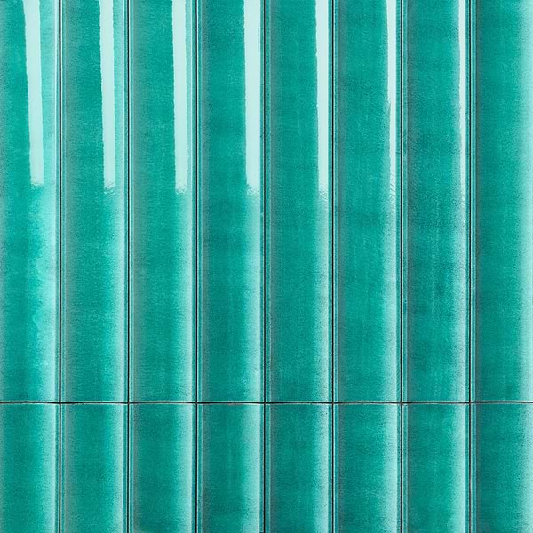 Lava Art Fluted Aquamarine Blue 6x36 3D Glossy Lava Stone Tile