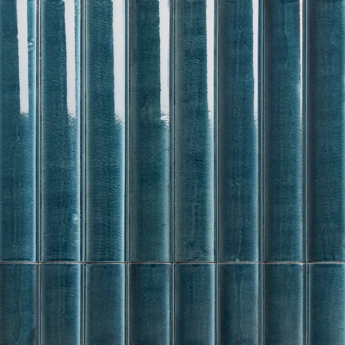 LavaArt 3D Fluted Harbor Blue  6x36 Glossy Lava Stone Bar Tile