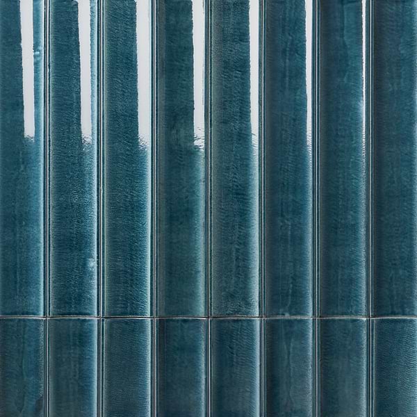 Lava Art Fluted Harbor Blue 6x36 3D Glossy Lava Stone Tile