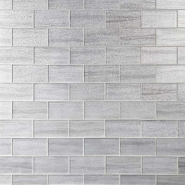 Veda Silver 4x9 Polished Glass Tile
