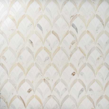 Konwalia Bianco White Floral Marble Mosaic Tile