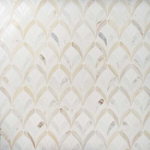 Konwalia Bianco White Floral Polished Marble Mosaic Tile
