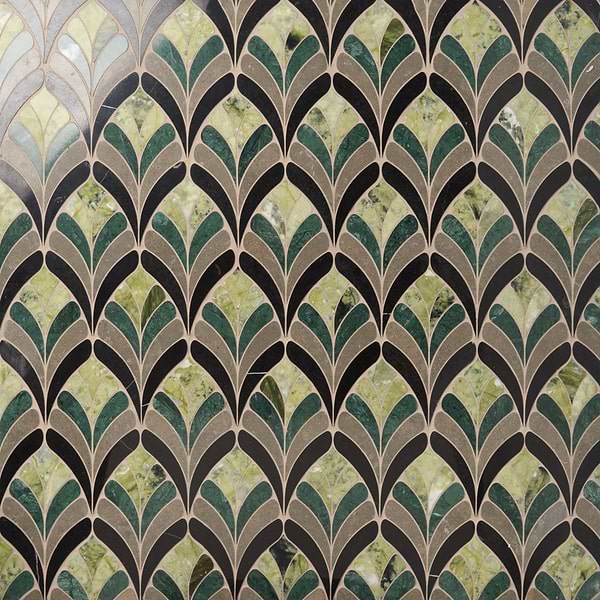 Konwalia Verde Green Floral Marble Mosaic Tile