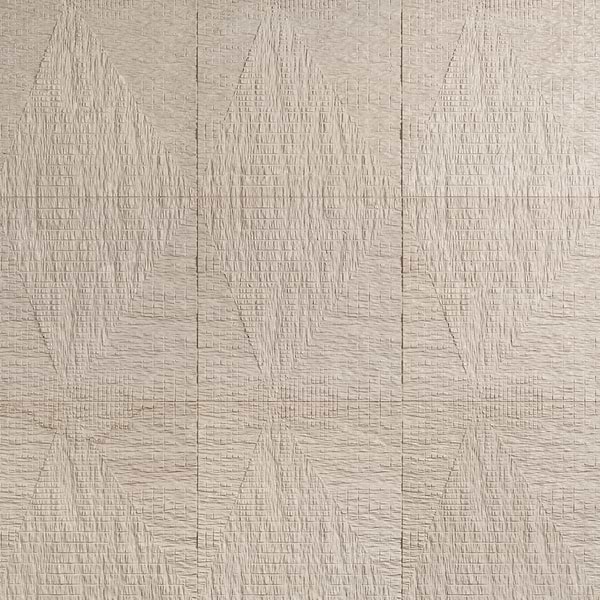 Bansu Carved Cream Botticino Classico 16x16 Textured Honed Marble Tile