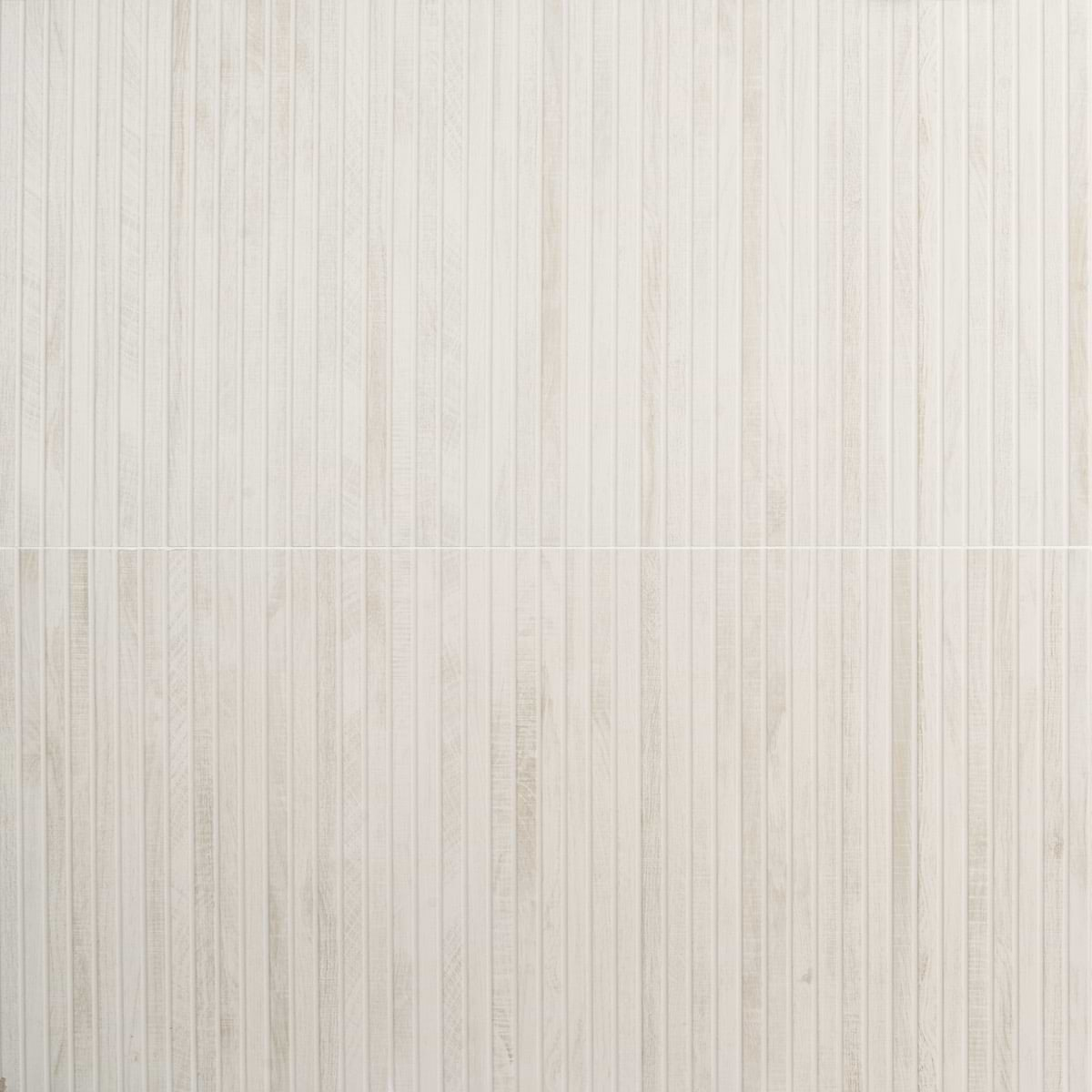 Kenridge Ribbon White 24x48 Wood Look Matte Fluted Porcelain Tile