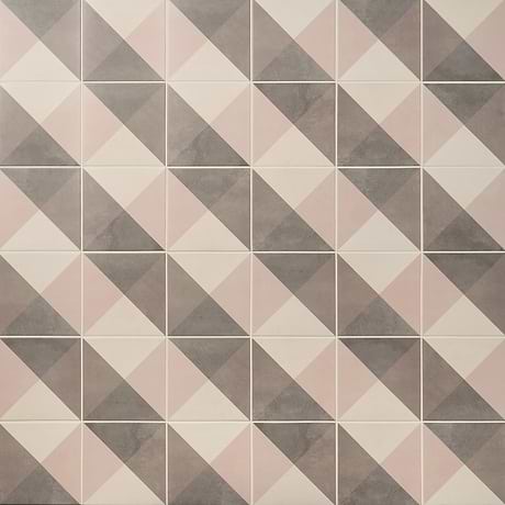 Art Geo by Elizabeth Sutton Deco Plaid Mist Gray 8x8 Matte Porcelain Tile