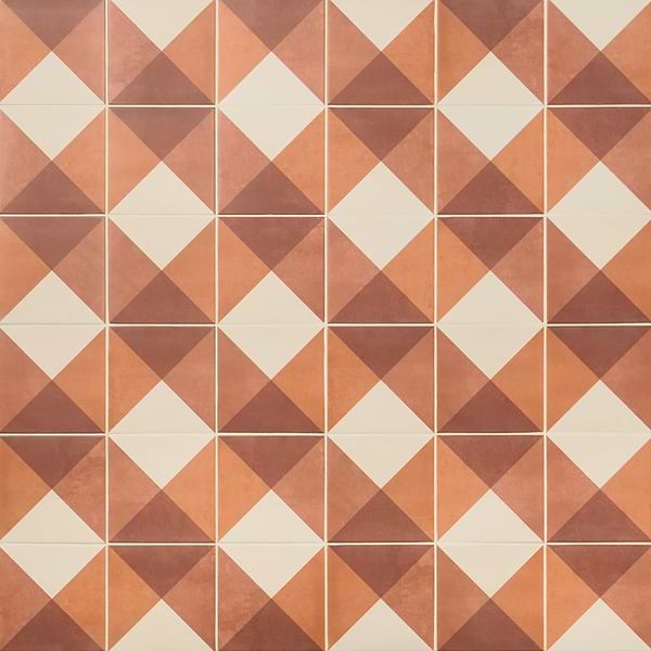Art Geo by Elizabeth Sutton Deco Plaid Terracotta 8x8 Matte Porcelain Tile