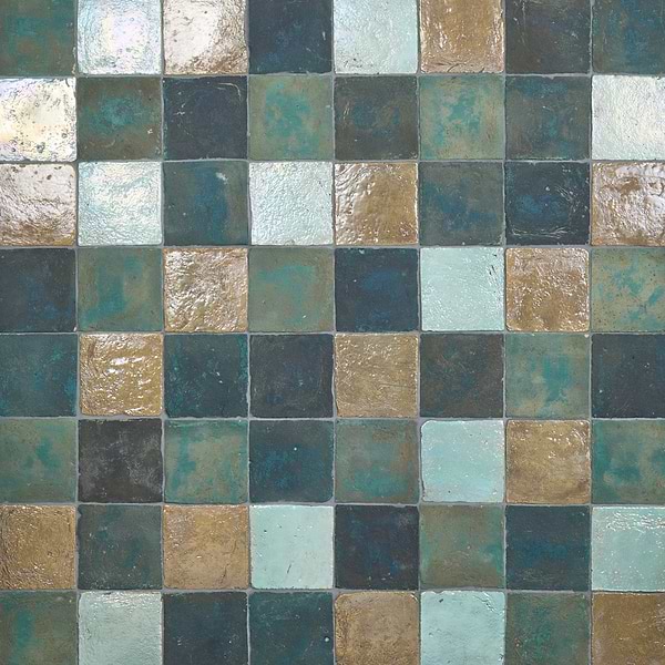 Opera Terracotta by Paula Purroy Lagoon 6x6 Square Matte and Iridescent Terracotta Tile