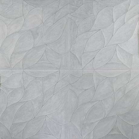 Thalia Blue Gray 18x18 3D Carved Rosette Honed Limestone Tile