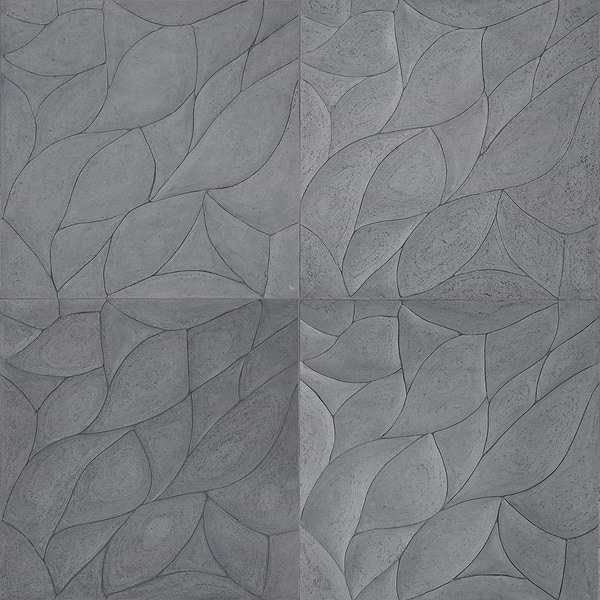 Thalia Charcoal 18x18 3D Carved Rosette Honed Limestone Tile