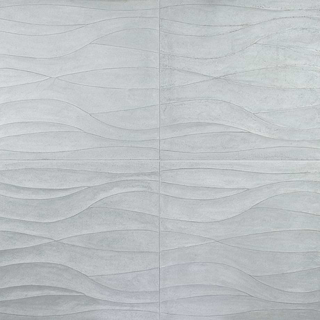 Thalia Blue Gray 18x18 3D Carved Wave Honed Limestone Tile