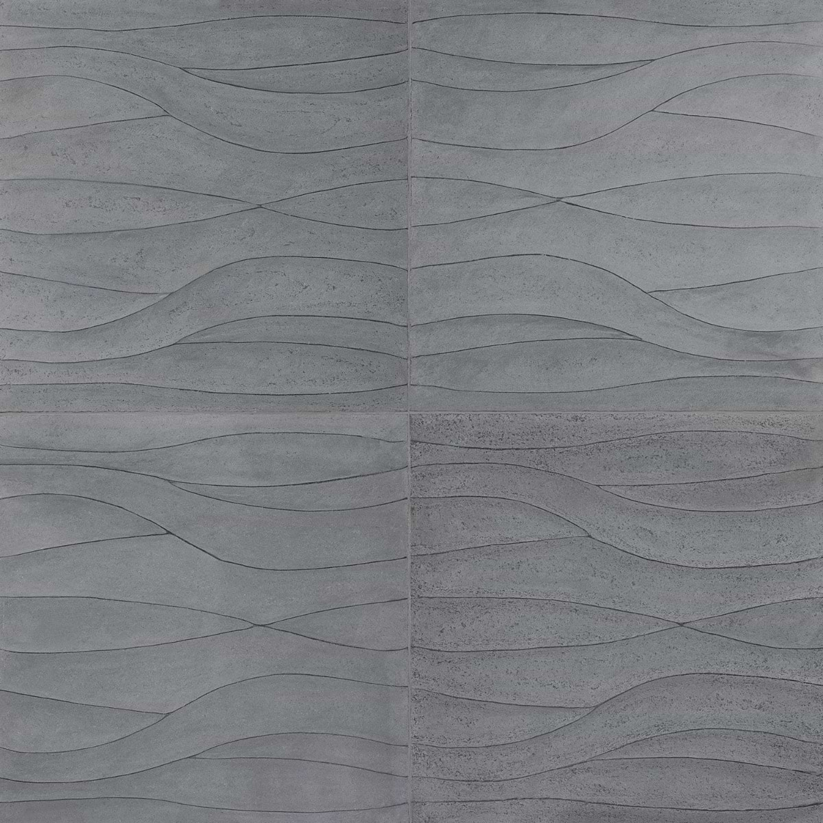 Thalia Charcoal 18x18 3D Carved Wave Honed Limestone Tile