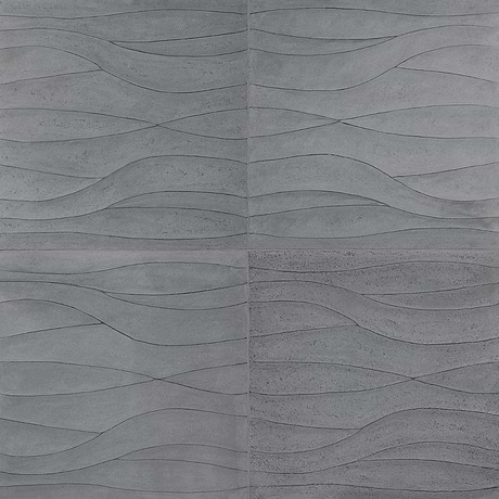 Thalia Charcoal 18x18 3D Carved Wave Honed Limestone Tile