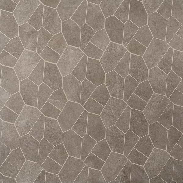 Era Caramel Brown Organic Pattern Limestone Look Matte Porcelain Mosaic Tile