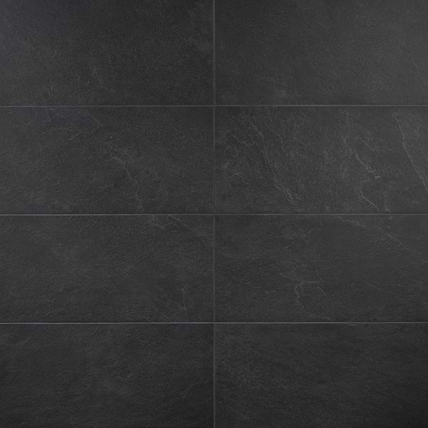Era Charcoal Black 12x24 Limestone Look Matte Porcelain Tile