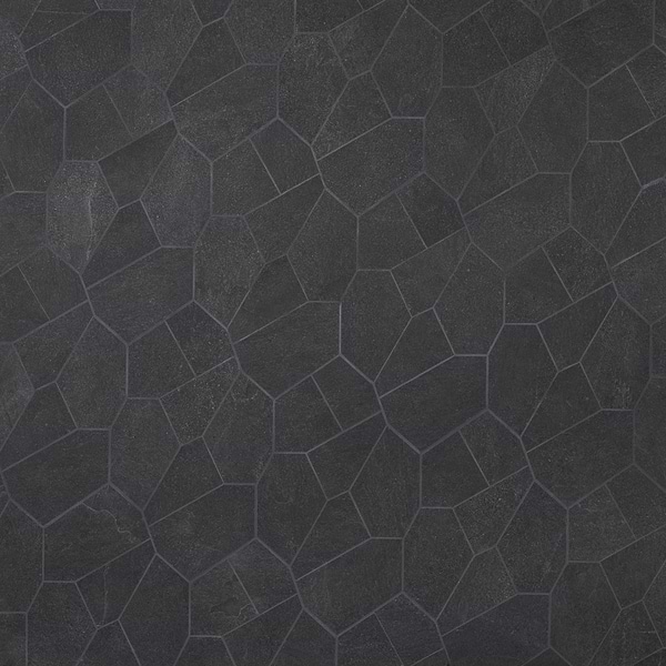Era Charcoal Black Organic Pattern Limestone Look Matte Porcelain Mosaic Tile
