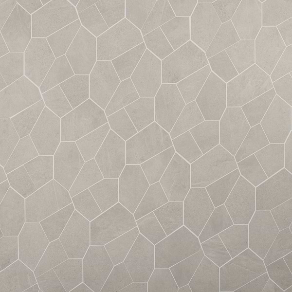 Era Linen White Organic Pattern Limestone Look Matte Porcelain Mosaic Tile