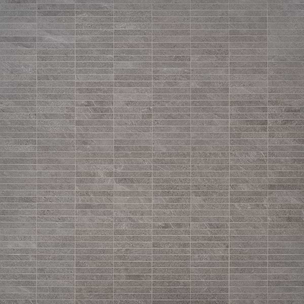 Era Slate Gray 1x6 Stacked Limestone Look Matte Porcelain Mosaic Tile
