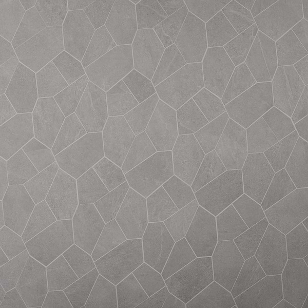 Era Silver Gray Organic Pattern Limestone Look Matte Porcelain Mosaic Tile