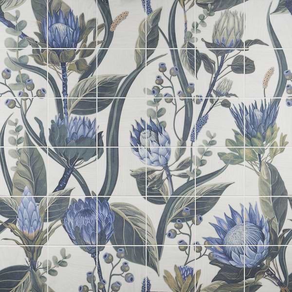 Angela Harris Wilder Protea Leaves Mural 8x8 Matte Porcelain Tile