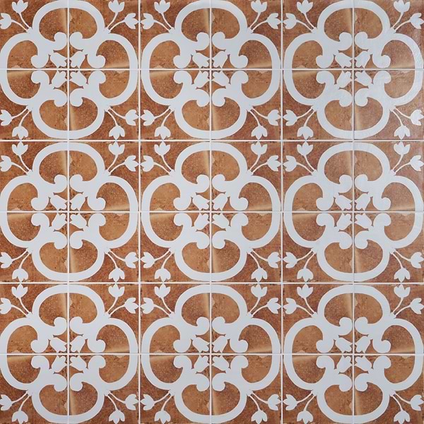 Angela Harris Mediterra Flora Terracotta 8x8 Matte Porcelain Tile