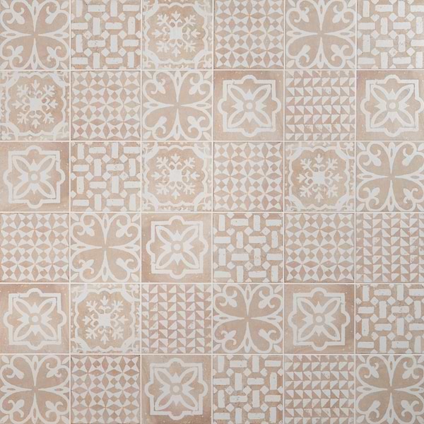 Angela Harris Mediterra Kasma Terra Cream Décor 8x8 Matte Porcelain Tile