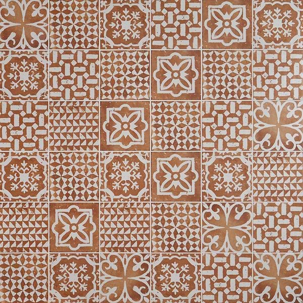 Angela Harris Mediterra Kasma Terracotta Décor 8x8 Matte Porcelain Tile