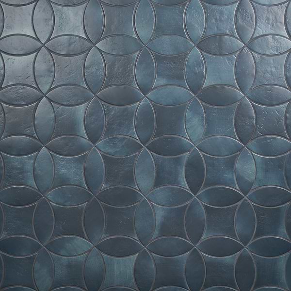 Raval Denim Blue 3x8 Petal and 6x6 Kite Matte Porcelain Tile