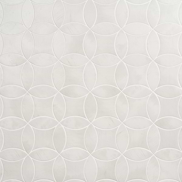 Raval White 3x8 Petal and 6x6 Kite Matte Porcelain Tile