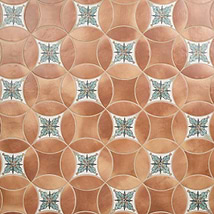 Raval Canyon Terracotta 3x8 Petal and 6x6 Kite with Deco Amelia Multicolor Kite Matte Porcelain Tile