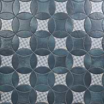 Raval Denim Blue 3x8 Petal and 6x6 Kite with Deco Juliana Blue Kite Matte Porcelain Tile