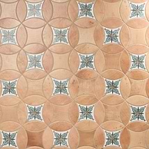 Raval Peach Terracotta 3x8 Petal and 6x6 Kite with Deco Amelia Multicolor Kite Matte Porcelain Tile