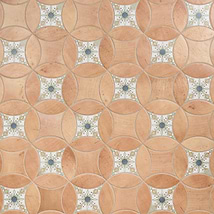 Raval Peach Terracotta 3x8 Petal and 6x6 Kite with Deco Carlota Multicolor Kite Matte Porcelain Tile