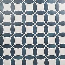 Raval Denim Blue 3x8 Petal and White 6x6 Kite Matte Porcelain Tile
