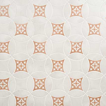 Raval White 3x8 Petal and 6x6 Kite with Deco Natalia Terracotta Kite Matte Porcelain Tile