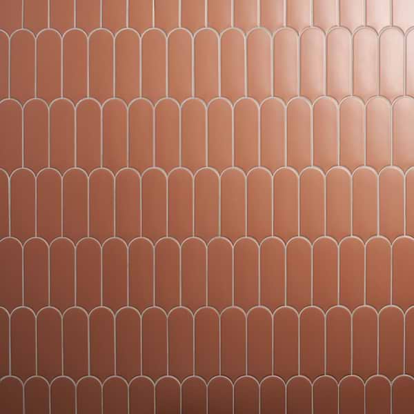 Parry Clay Terracotta Orange 3x8 Fishscale Matte Ceramic Wall Tile