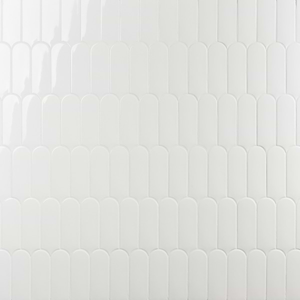 Parry White 3x8 Fishscale Glossy Ceramic Wall Tile