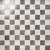 Greta Checkerboard Smoke Gray and Seashell White 5x5 Glossy Textured Porcelain Tile