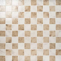 Greta Checkerboard Sand Beige and Seashell White 5x5 Glossy Textured Porcelain Tile