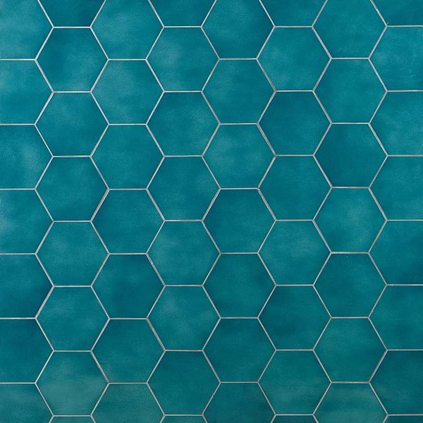 Cavallo Fiji Blue 7" Hexagon Glossy Porcelain Tile