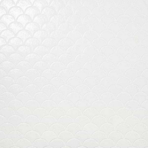 Meri Glacier White 5" Fish Scale Textured Glossy Ceramic Tile