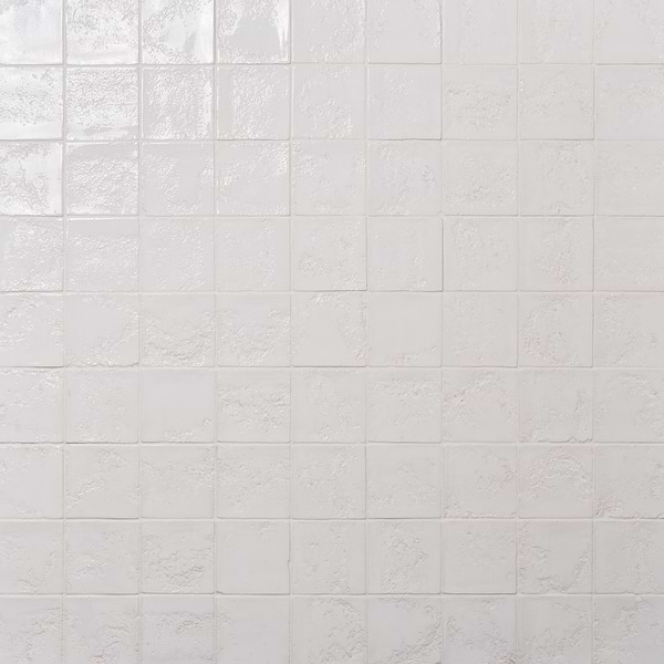 Navari White 5x5 Textured Glossy Ceramic Tile