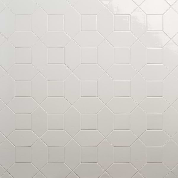Morocco Blanco White 4x8 Glossy Picket and 4x4 Square Porcelain Tile
