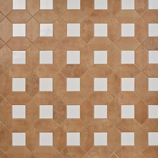 Morocco Terracotta 4x8 Matte Picket and Blanco White 4x4 Glossy Square Porcelain Tile