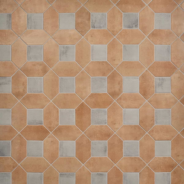 Morocco Terracotta 4x8 Picket and Dove Gray 4x4 Square Matte Porcelain Tile