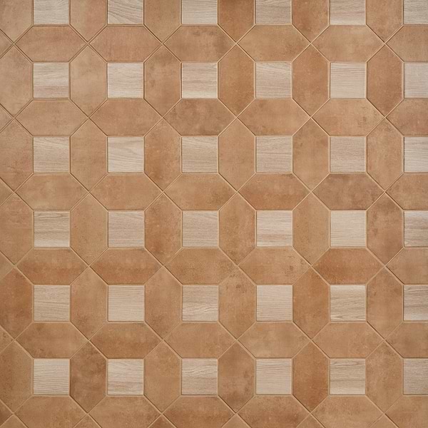 Morocco Terracotta 4x8 Picket and Oak Beige 4x4 Square Matte Porcelain Tile